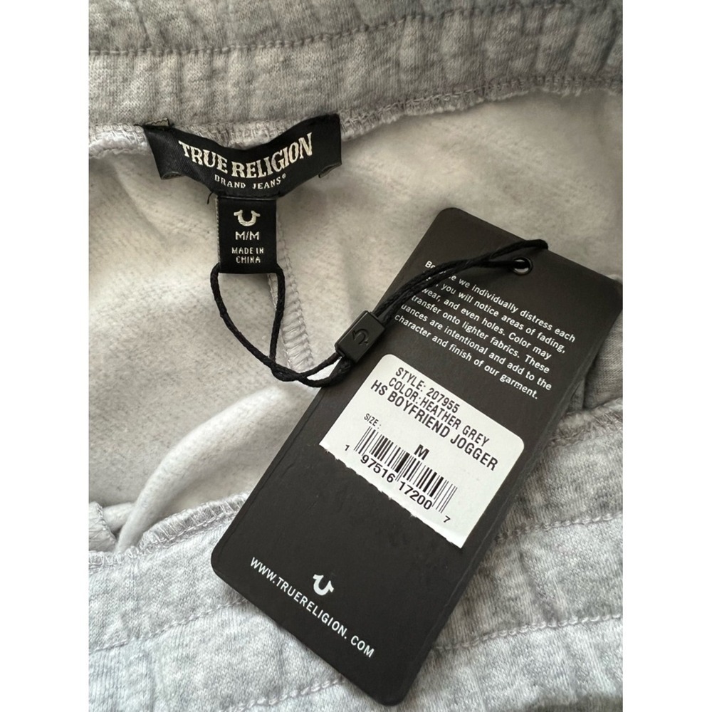 True Religion Joggers Medium Grey Boyfriend Fit Sweatpants NWT - Picture 12 of 13
